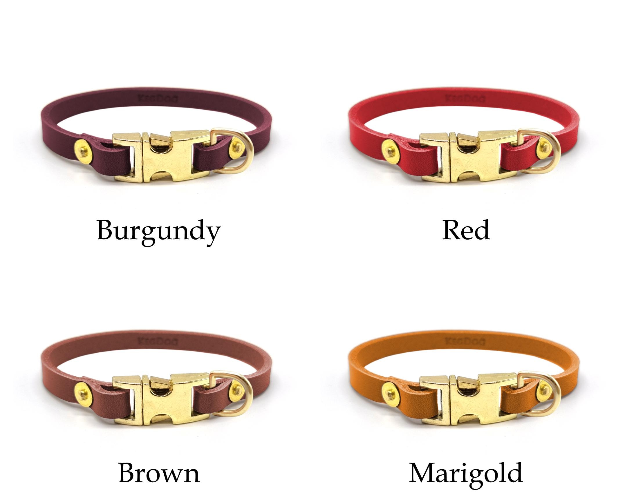 Quick Release Leather Dog Collar - Thin Italian Leather, Custom Fit
