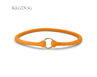 Thin Rolled Leather House Collar - Marigold Tan - ID Tag Dog Collar