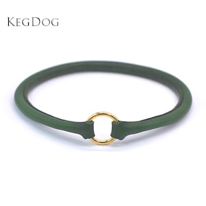 Grünes Rollleder Haushalsband - Tag Collar - ID Hundehalsband