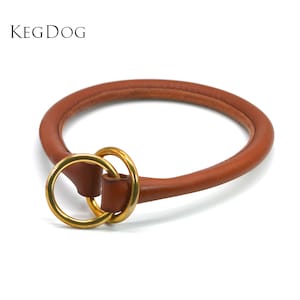 Rolled Leather Slip Collar - Training Collar - Brown Leather Gundog Collar