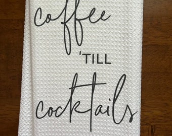 Kaffe-till-cocktails Vit dekorativ våffelkök badrumshandduk multifunktionell