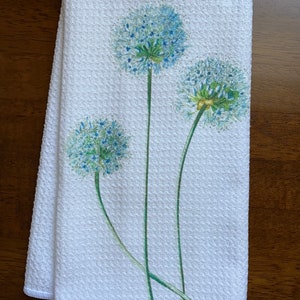 Blue Dandelions White Decorative Waffle Kitchen Bath Tea Towel