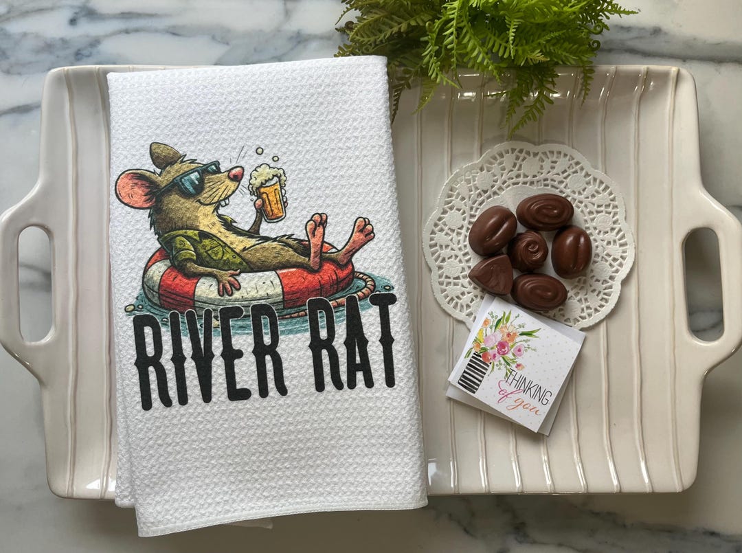 River Rat Float Trip Fun Decorative Kitchen Hand Towel | Kichen Decor ...