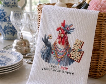 Mahjong Gift Towel | Finally A Joker Kitchen Towel | Mahjong Player Gift | Mahjong Decor | Hostess Gift | Game Night Gift