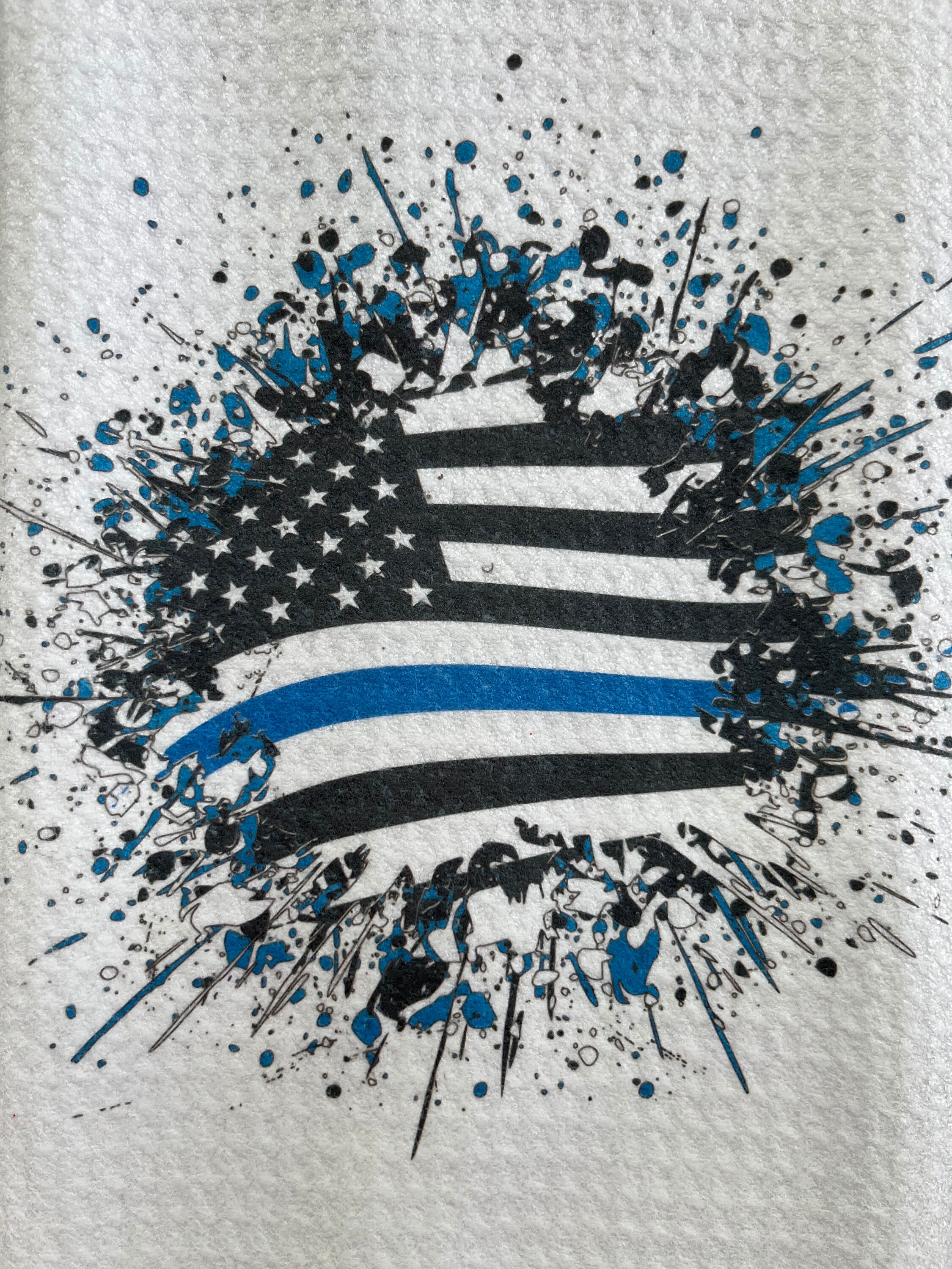 Thin Blue Line Black and Blue Police Flag White Decorative Waffle Tea ...