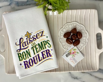 Laissez Les Bons Temps RoulerHand Towel | Let The Good Times Roll | Mardi Gras Celebration | Guest Towel | Mardi Gras Souvenir | Home Decor