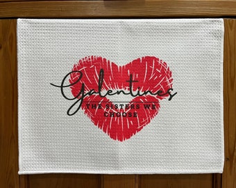 Galentines, The Sisters We Choose Valentine’s Day White Decorative Waffle Kitchen Or Bath Tea Towel