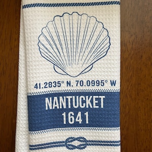 Nantucket Nautical Scallop Weiß Dekorative Waffel Weben Souvenir Tee/Gast/Bar/Hand/Multiuse Handtuch Design.