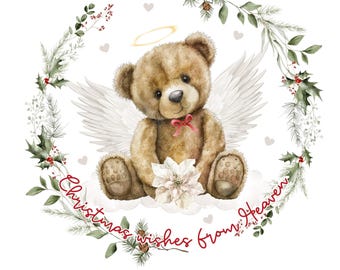 Christmas Wishes From Heaven | Christmas Kitchen Tea Towel | Memorial Gift | Classic Hand/Dish Towel | Winter Home Decor