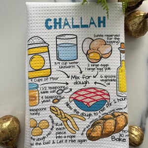 Matzo Ball or Challah Recipe Waffle Weave Hand Tea Towel |  Hanukkah Gift | Passover Gift | Seder Gift | Jewish Gifts | Purim