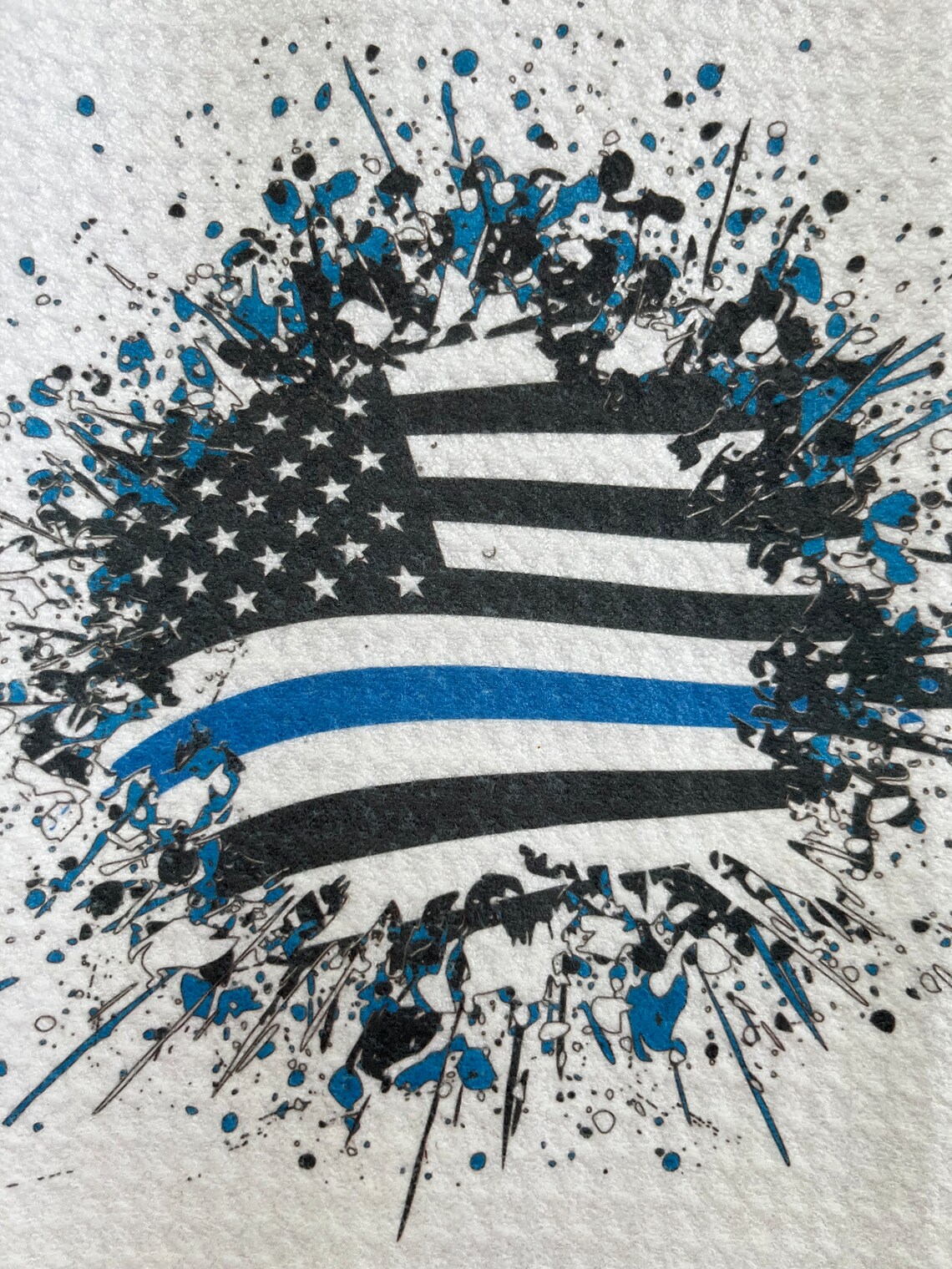 Thin Blue Line Black and Blue Police Flag White Decorative Waffle Tea ...