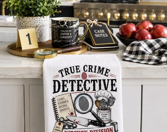 True Crime Detective Kitchen Towel | Funny Crime Lover Gift | Kitchen Division Dish Towel | Detective Kitchen Decor | Crime Podcast Gift |
