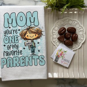 Mom, Favorite Parent Waffle Weave Kitchen Hand Towel | Mother’s Day | Funny Quote Series | Gift For Mom |