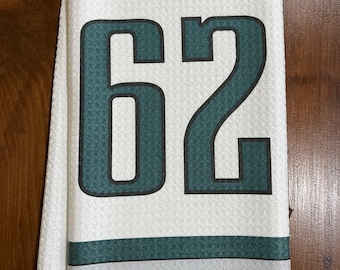 Original Football Jersey Style White Decorative Printed Waffle Kitchen/Bath/Hand/Bar/Golf/Guest/Athletic/Bowling/Multipurpose/Tea Towel