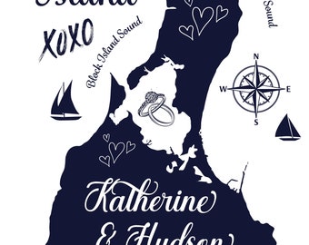 Block Island Wedding Souvenir White Decorative Waffle Weave Kitchen/Bath/Hand/Bar/Golf/Guest/Sports/Multipurpose/Tea Towel