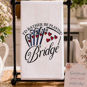 Personalized Bridge Tea Towel | Bridge Player Gift | Game Night Kitchen Towel | Hostess Gift | Housewarming Gift