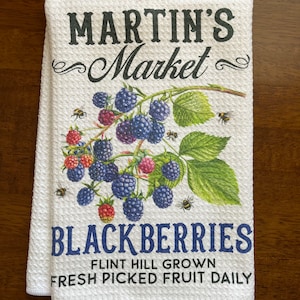 Personalized Martin Blackberry Market White Decorative Waffle Kitchen Bath Tea Towel