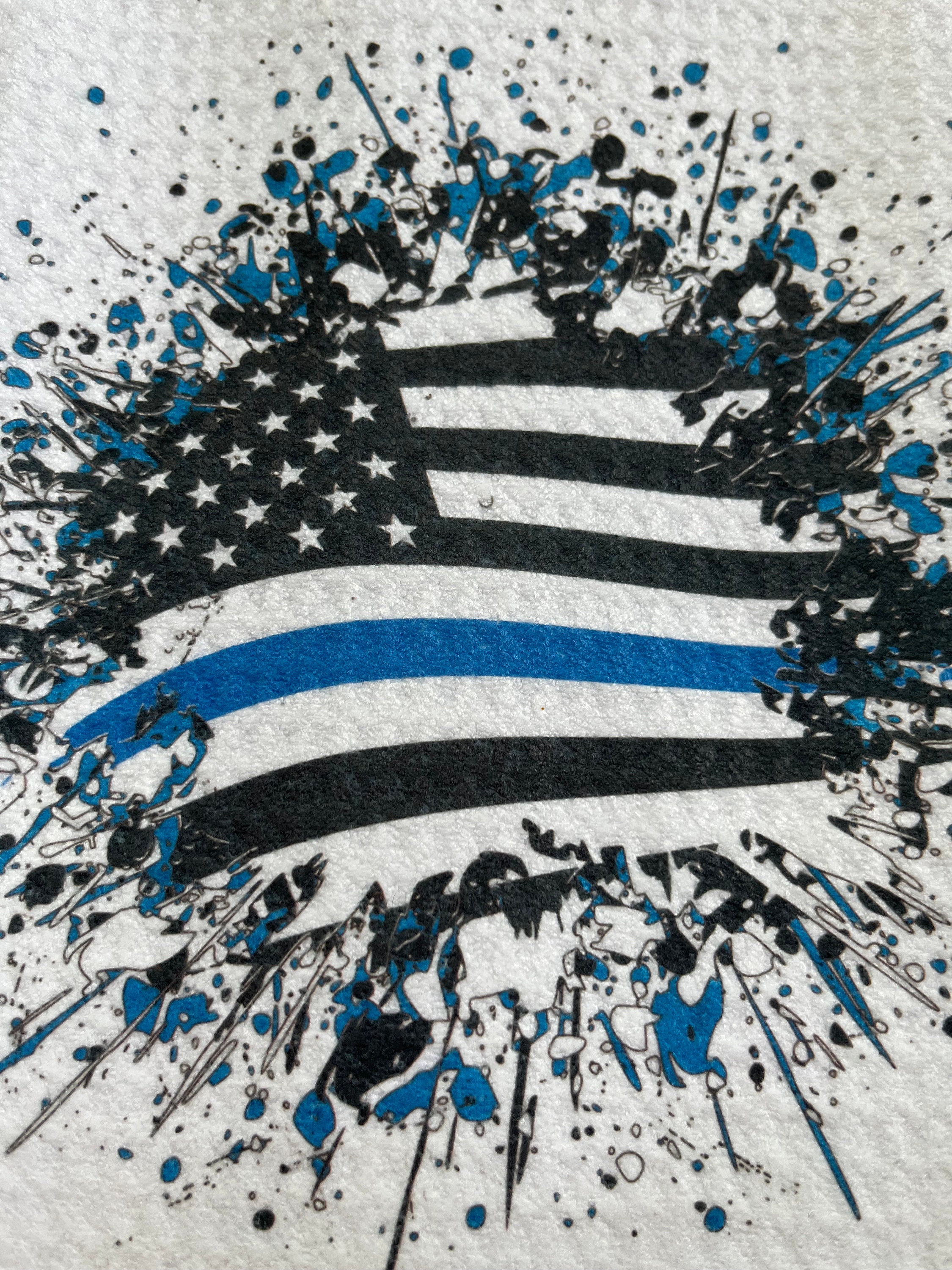 Thin Blue Line Black and Blue Police Flag White Decorative Waffle Tea ...