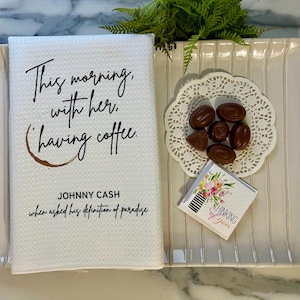 Johnny Cash Paradise Quote White Decorative Waffle Kitchen Bath Tea Towel