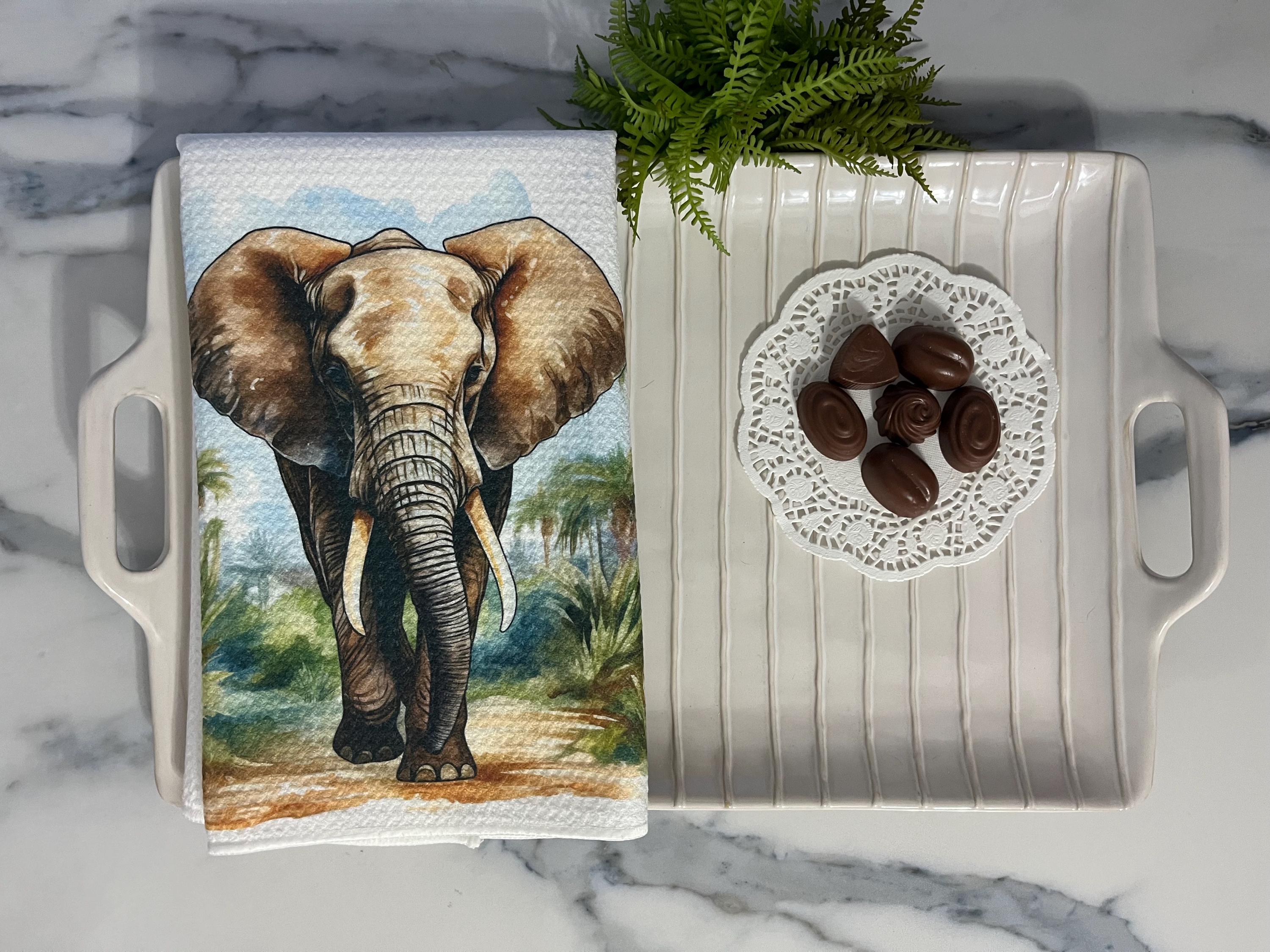 Safari Elephant Tea Towel | African Wildlife Kitchen Decor Safari Elephant Tea Towel | African Wildlife Kitchen Decor