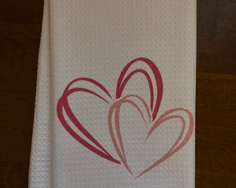 Heart Strings White Decorative Waffle Kitchen Or Bath Tea Towel