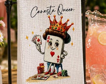 Canasta Queen Kitchen Towel | Funny Canasta Gift | Canasta Player Gift | Card Game Decor | Game Night Hostess Gift