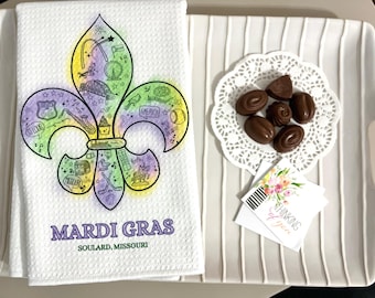 St. Louis Soulard Mardi Gras Waffle Weave Towel | All Things St. Louis | 12th Night Celebration  |Guest Towel | Mardi Gras Souvenir