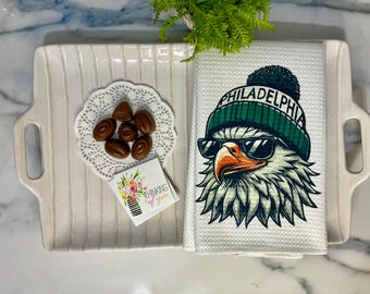 Philadelphia Football Fan Gift Towel | Eagles Fan Kitchen Towel | Football Decor | Tailgate Gift | Football Hostess Gift