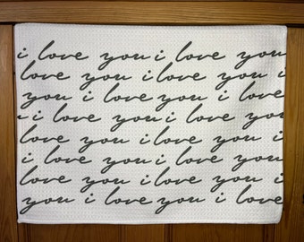 I Love You Seamless Valentine’s Day White Decorative Waffle Kitchen Or Bath Tea Towel Valentine’s Day