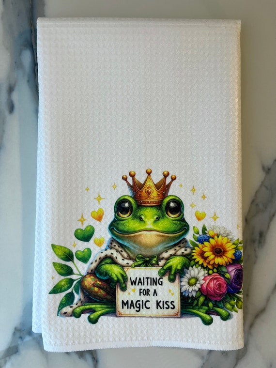 Frog Designs Waiting for A Kiss White Decorative Printed Waffle