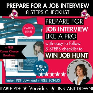 Job Interview Guide. Prep Checklist. Become TOP Candidate. Career Transition Roadmap Included. How To Get A Job. Win Job Hunt.