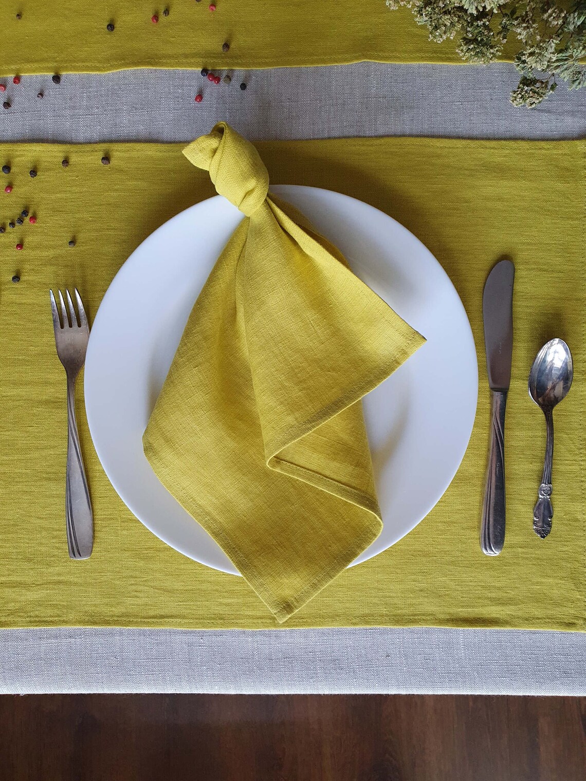Linen placemats set/Various colors/Yellow placemats/Cloth Etsy