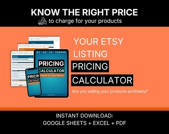 Etsy Pricing Calculator, Etsy Fee Calculator, and Profit Calculator, Google Sheets Price Calculator Spreadsheet for Etsy Sellers
