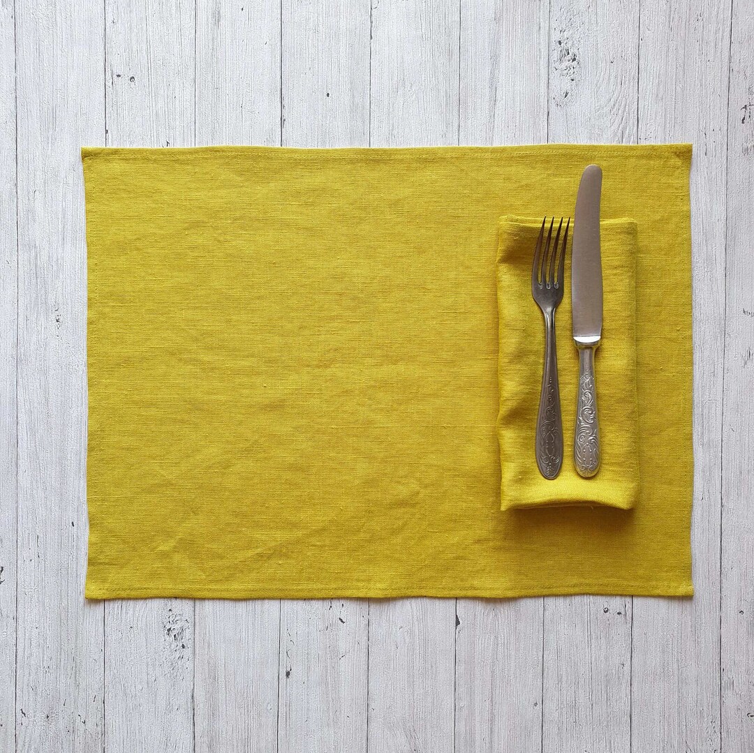 Yellow Placemats Set Dinner Table Placemat Fabric Country Etsy