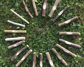 Celtic Tree Ogham Staves - Full set of 20, each from its corresponding tree. Every stave lovingly hand carved on the sacred Isle of Portland