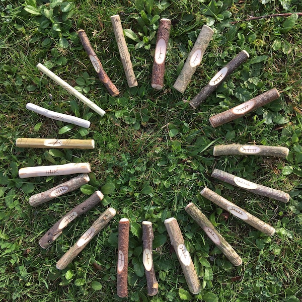 Celtic Tree Ogham Staves - Full set of 20, each from its corresponding tree. Every stave lovingly hand carved on the sacred Isle of Portland