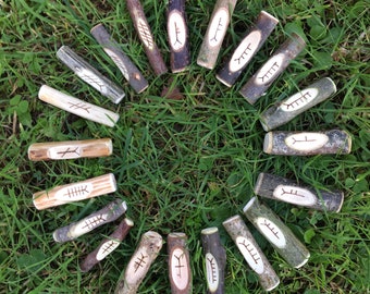 Mini Celtic Tree Ogham Staves - Full set of 20, each from its corresponding tree. Every stave hand carved on the sacred Isle of Portland