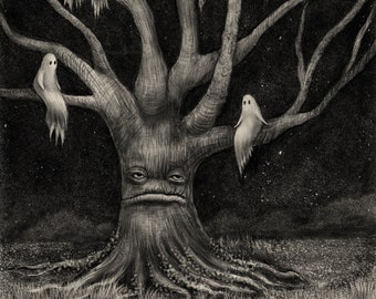 Ghost Tree Art Print | Ent | Ghost Art | Gothic Wall Art