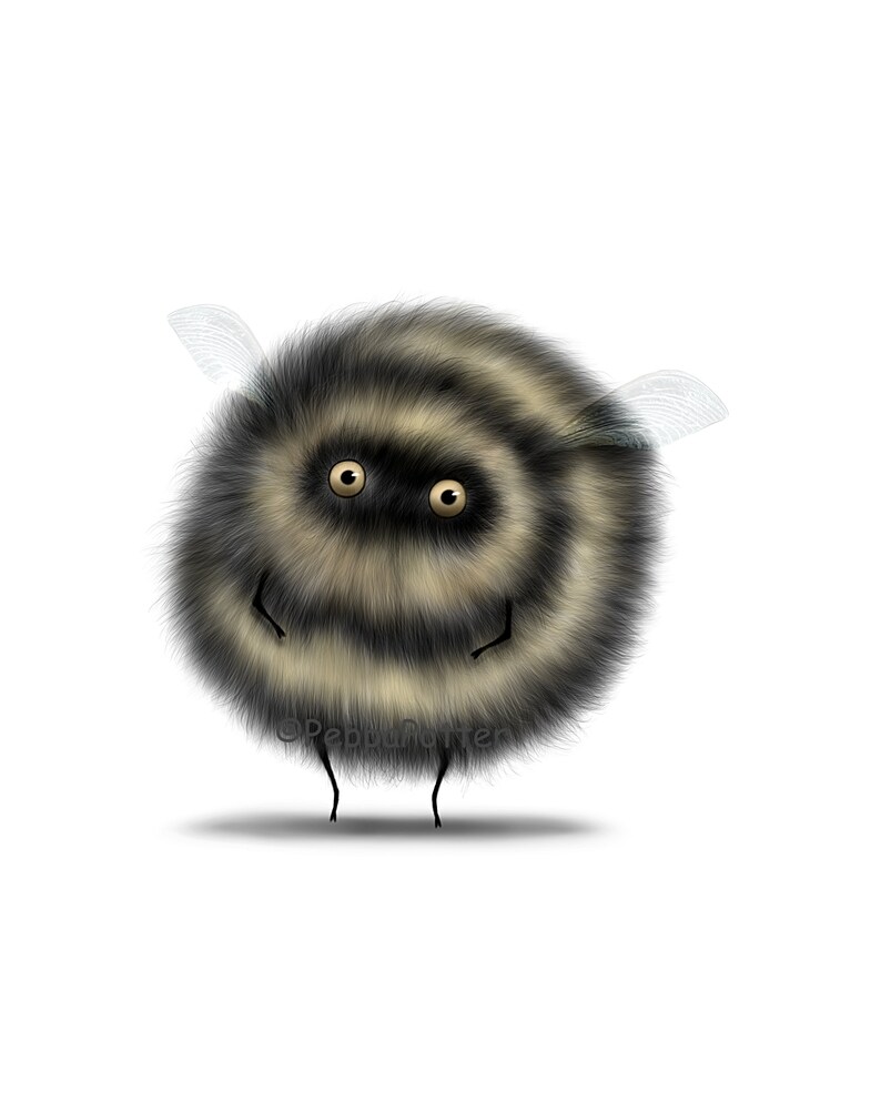 Fluffy Bee 2 Art Print Bumble Bees Illustration Pop | Etsy