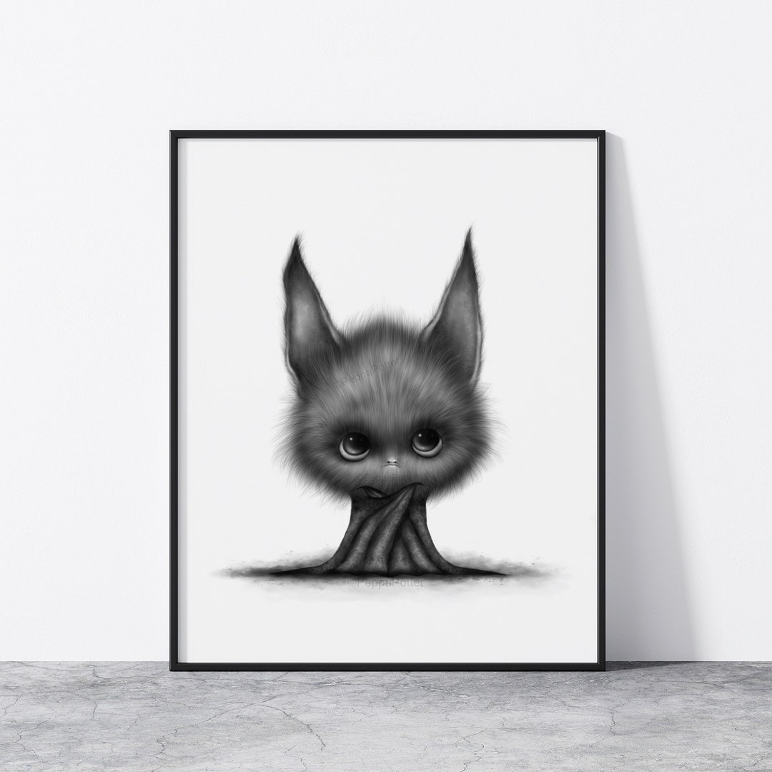 Baby Bat Print | Original Art | Bat Illustration | Creepy Cute Art ...