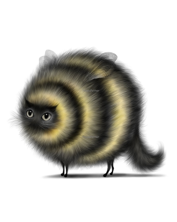 FLUFFY CAT in the bathroom art print 8x10