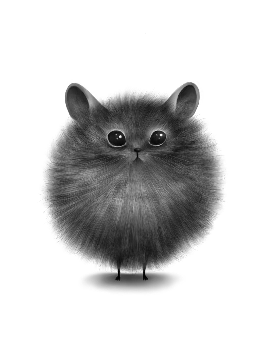 Fluffy Round Rat Art Print Quirky Modern Art Print Minimalist Art Rat