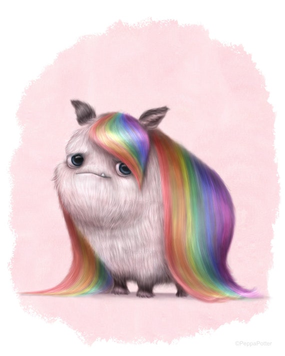 Rainbow Hair Creature Art Print Rainbow Illustration - Etsy Rainbow Hair Creature Art Print Rainbow Illustration - Etsy
