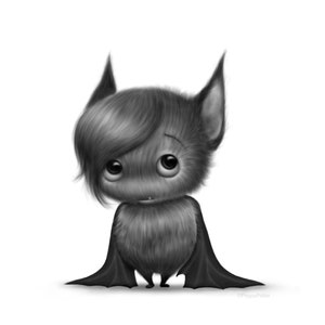 Charles The Bat Art Print Bat Print Bat Lovers Gift Cute Bat Wall Art Spooky Home Decor Goth Art imagem 1