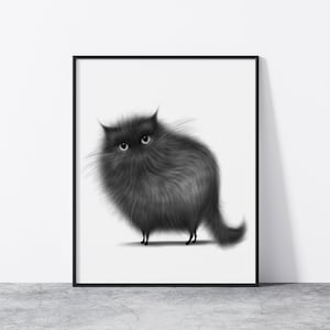 Black Cat Art Print - Cat Drawing Cat Illustration Cat Print Black Cat Gift For Cat Lover Cat Home Decor Cat Wall Art Cat Pop Art