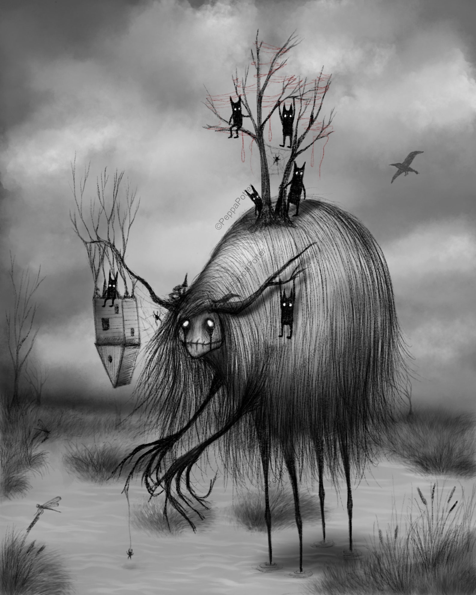 Spooky Bog Creature Creepy Cute Dark Art Fantasy - Etsy Denmark