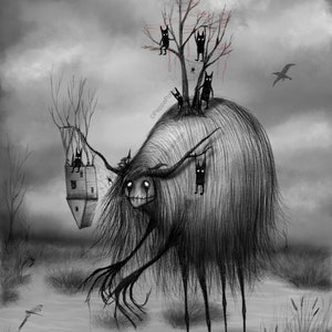 Spooky Bog Creature | Creepy Cute Dark Art | Fantasy Illustration | horror art dark art creepy decor gothic decor monster mythical creature