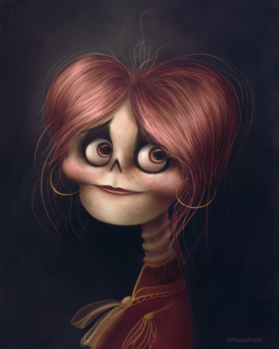 Scarlotta Rouge Red Hair Girl Creepy Cute Character Design Etsy UK