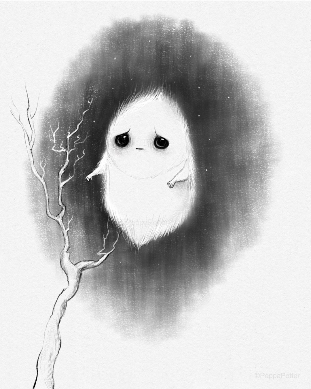 Little Ghost Art Print Cute Ghost Sad Ghost Kawaii Gothic Art Gothic