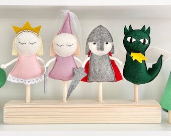 Novo conjunto de 4 bonecos para misturar e combinar contos de fadas para o teatro de fantoches Mimiki